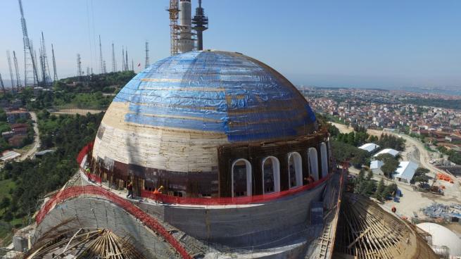 Çamlıca Cami'nde dev kubbenin beton dökme işlemi başladı 6