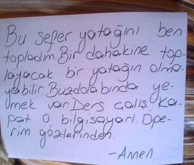 Anne babaların çocuklarına bıraktıkları eğlenceli mesajlar 41