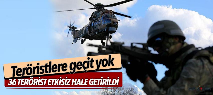 TSK: 36 terörist etkisiz hale getirildi