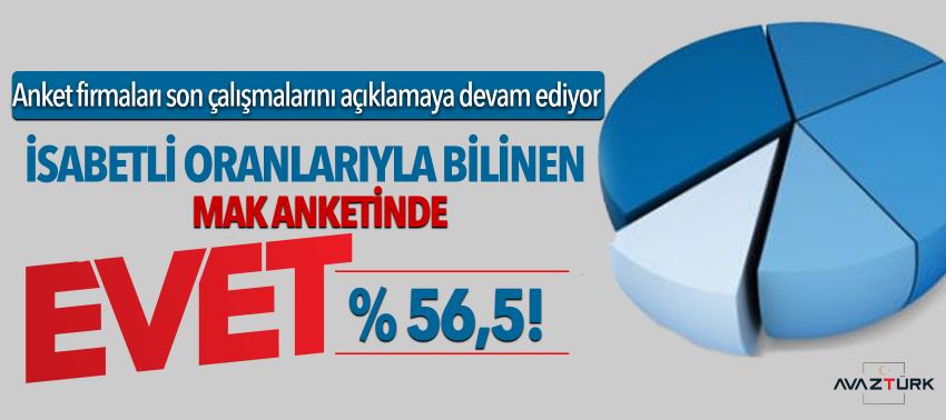 İsabetli oranlarıyla bilinen MAK anketinde EVET Yüzde 56,5