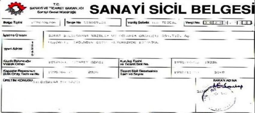 Elektronik sanayi sicil belgesi dönemi