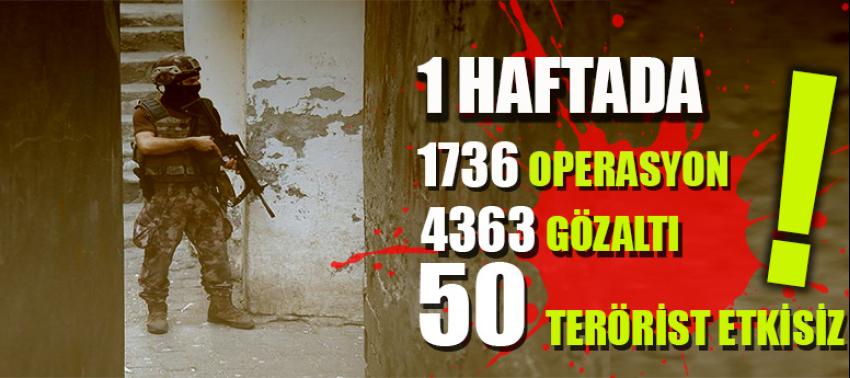 Bir haftada 50 terörist etkisiz hale getirildi