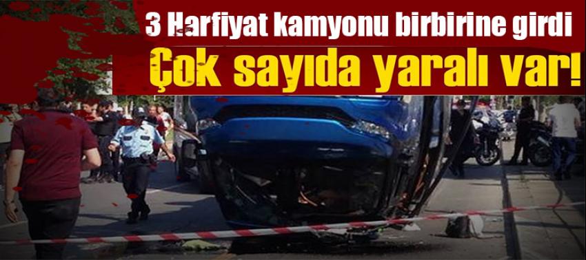 3 hafriyat kamyonu birbirine girdi! Yaralılar var