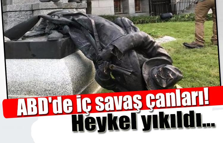 ABD'de iç savaş çanları! Heykel yıkıldı