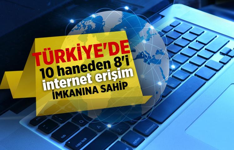Türkiye'de 10 haneden 8'i internet erişim imkanına sahip