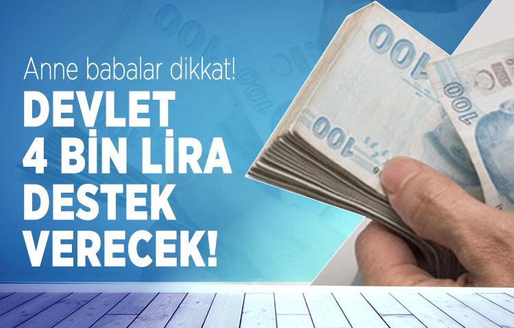 Devletten ailelere 4 bin lira teşvik