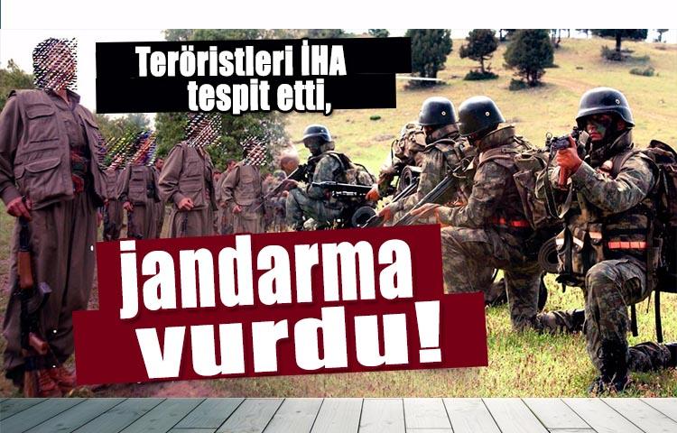 Teröristleri İHA tespit etti, jandarma vurdu