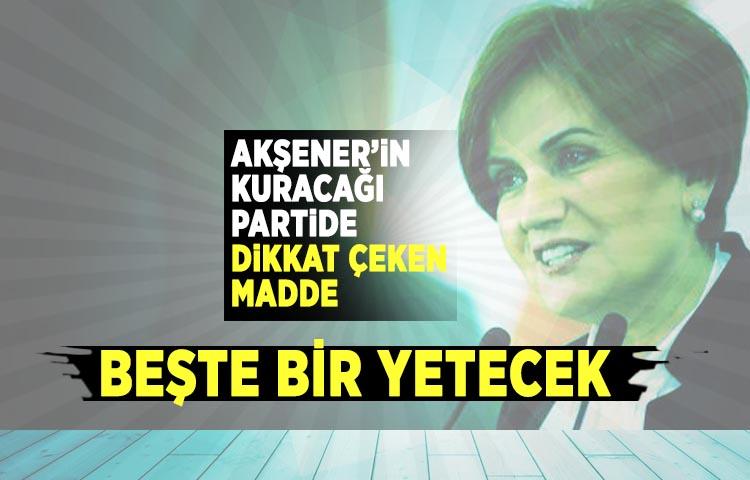 Akşener’in kuracağı partide dikkat çeken madde: Beşte bir yetecek