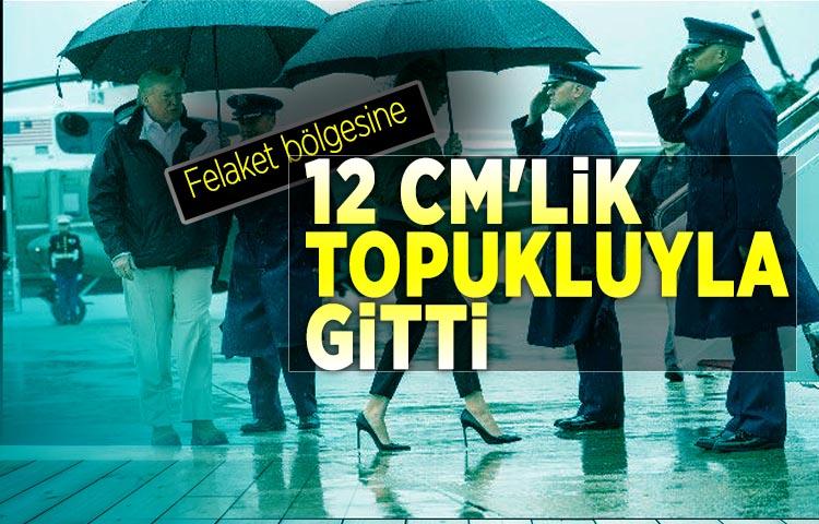 Felaket bölgesine 12 cm'lik topukluyla gitti