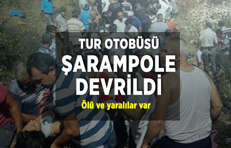 Antalya'da tur otobüsü şarampole devrildi
