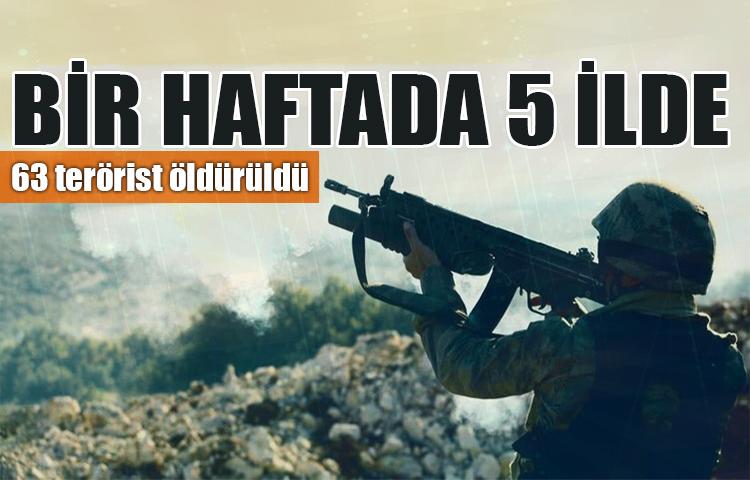 TSK açıkladı: 5 ilde 63 terörist öldürüldü!