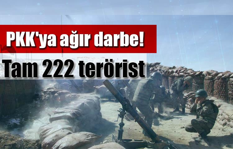 PKK'ya ağır darbe! Tam 222 terörist