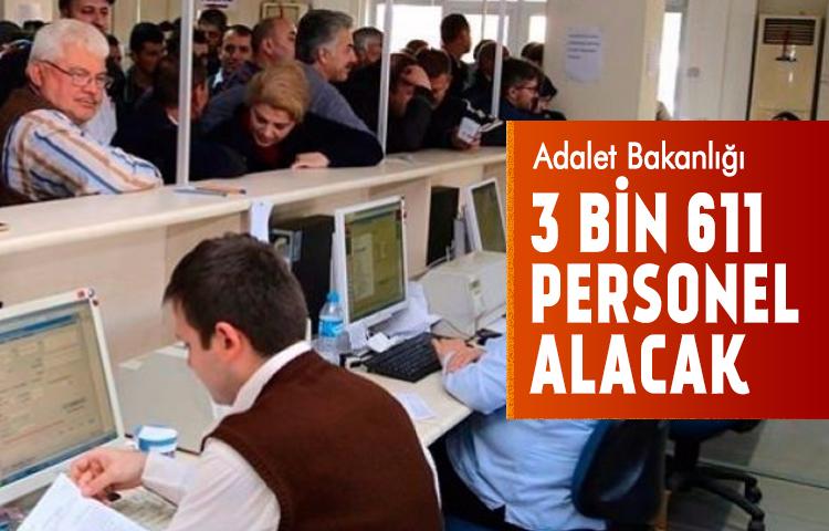 Adalet Bakanlığı 3 bin 611 personel alacak