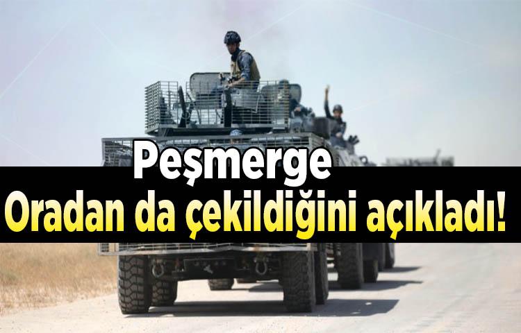 Peşmerge oradan da çekildiğini açıkladı!