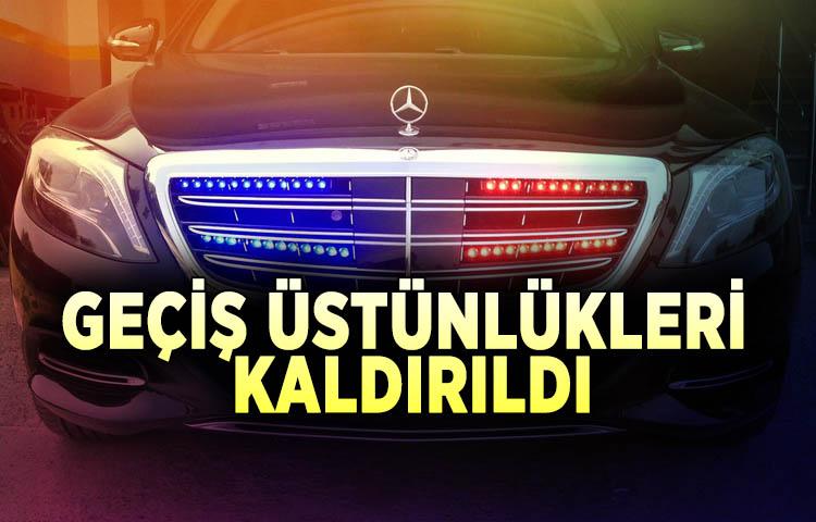 Çakarlı araçların geçiş üstünlükleri kaldırıldı