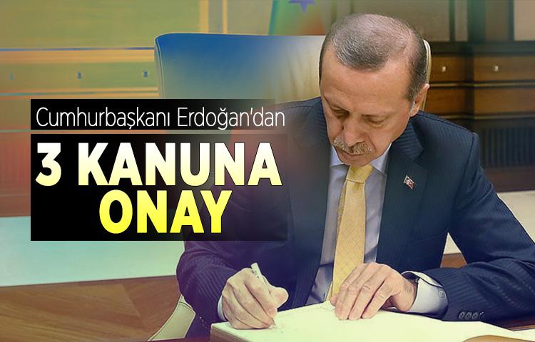 Cumhurbaşkanı Erdoğan'dan 3 kanuna onay