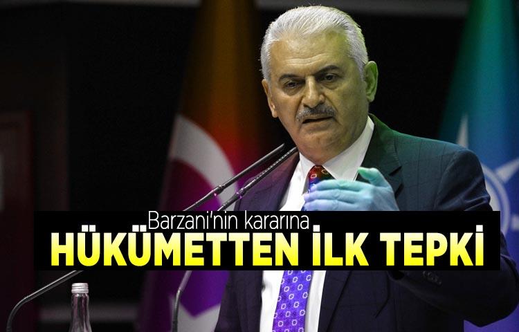 Başbakan Yıldırım'dan Barzani'nin kararına tepki