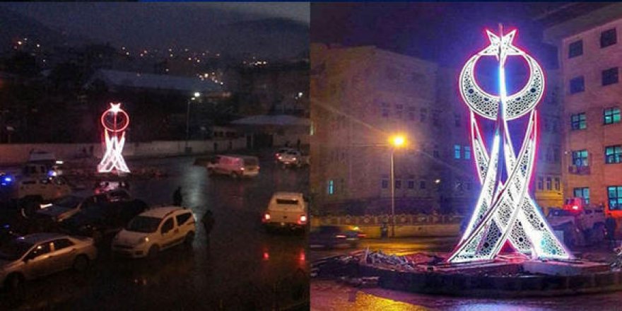 Hakkari'ye ay yıldızlı aydınlatma