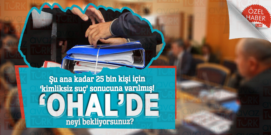 Şu ana kadar 25 bin kişi için ‘kimliksiz suç’ sonucuna varılmış! ‘OHAL’de neyi bekliyorsunuz?