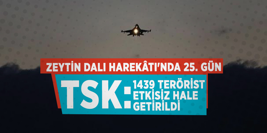 TSK: 1439 terörist etkisiz hale getirildi