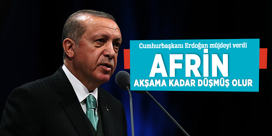 Cumhurbaşkanı Erdoğan: "Afrin akşama kadar düşmüş olur"