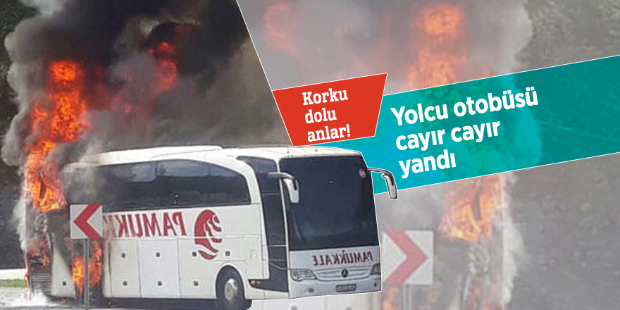 Düzce'de yolcu otobüsü cayır cayır yandı