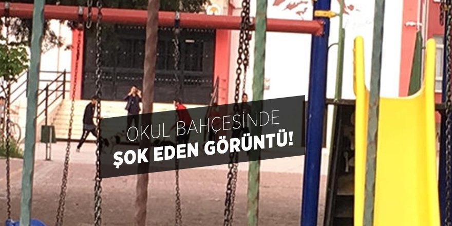 Okul bahçesinde şok eden görüntü!