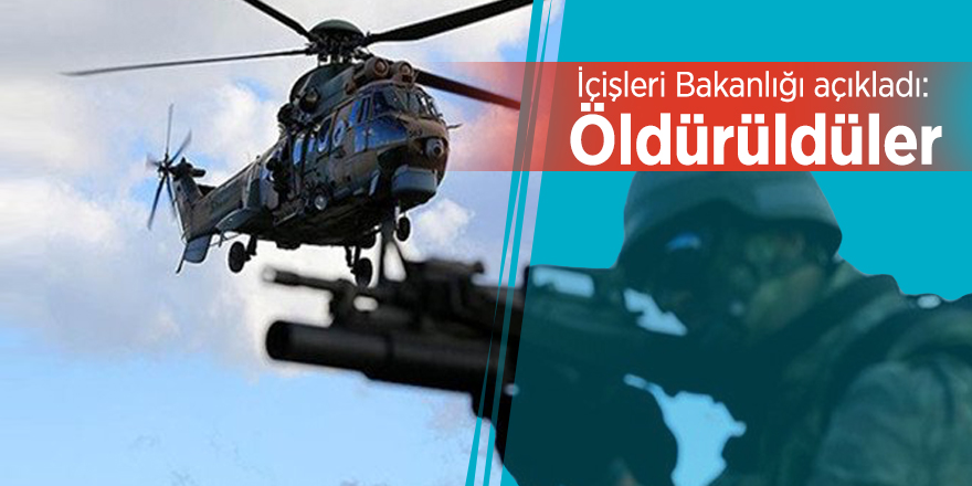 İçişleri Bakanlığı açıkladı: Öldürüldüler