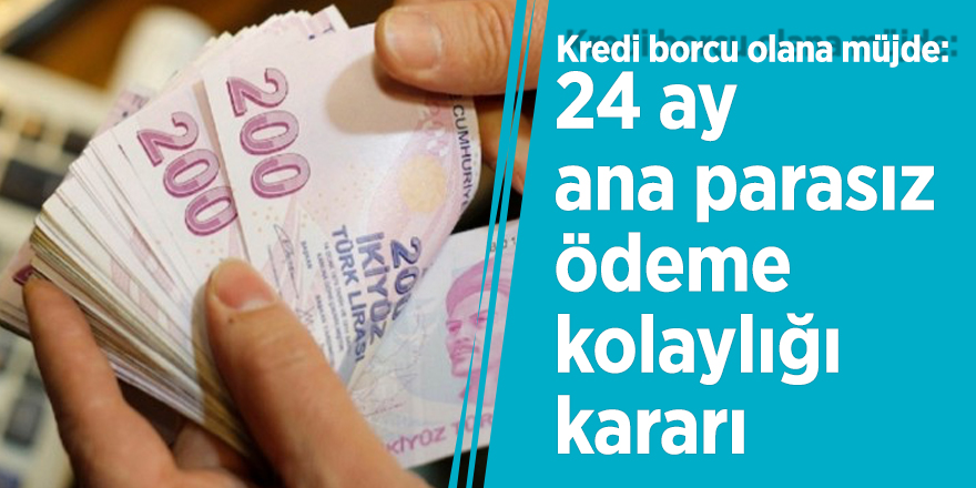 Kredi borcu olana müjde: 24 ay ana parasız ödeme kolaylığı kararı