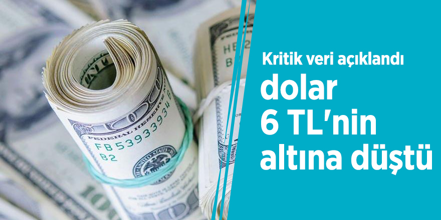 Kritik veri açıklandı, dolar 6 TL'nin altına düştü
