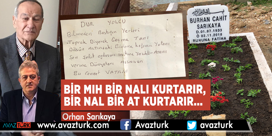 Bir mıh bir nalı kurtarır, bir nal bir at kurtarır...