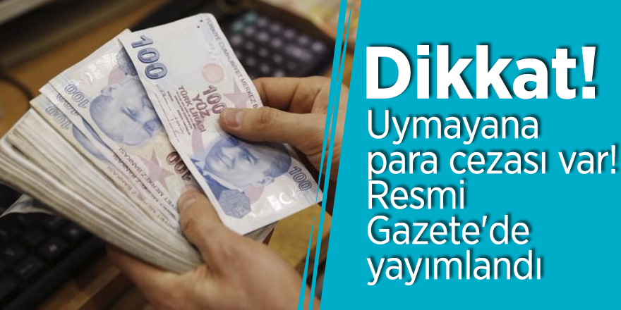 Dikkat! Uymayana para cezası var! Resmi Gazete'de yayımlandı