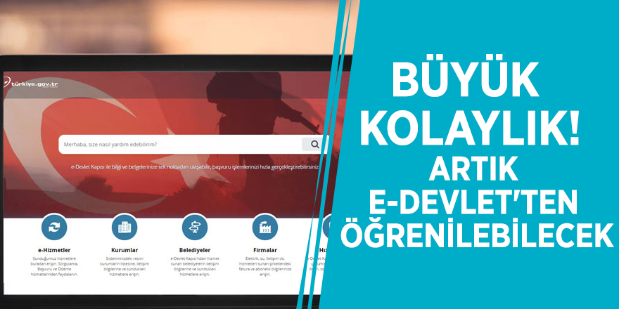 Büyük kolaylık! Artık e-Devlet'ten öğrenilebilecek