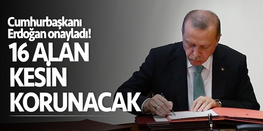 Cumhurbaşkanı Erdoğan onayladı! 16 alan kesin korunacak