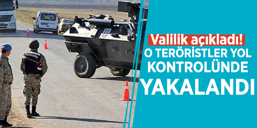 Valilik açıkladı! O teröristler yol kontrolünde yakalandı