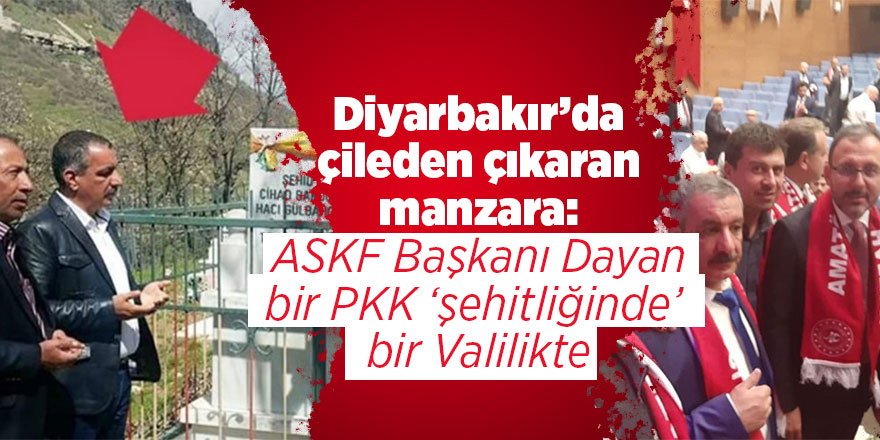 Diyarbakır’da çileden çıkaran manzara: ASKF Başkanı Dayan bir PKK ‘şehitliğinde’  bir Valilikte
