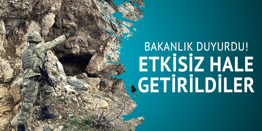 Bakanlık duyurdu! Etkisiz hale getirildiler