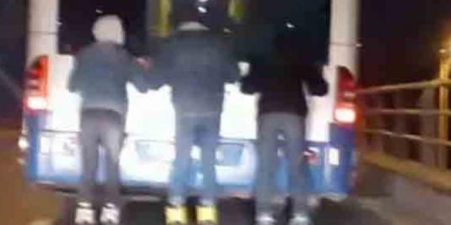 Ankara'da patenli gençlerden tehlikeli yolculuk