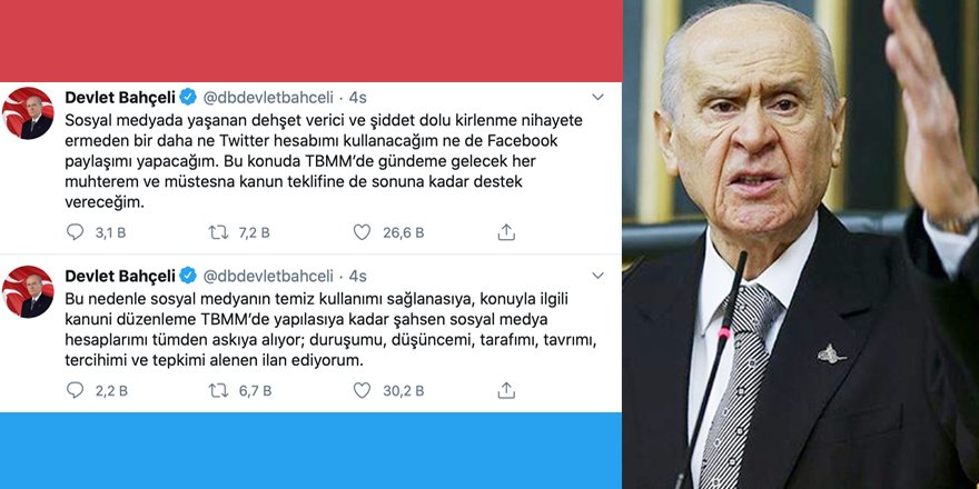 MHP Lideri Devlet Bahçeli Sosyal Medya’dan çekildiğini açıkladı