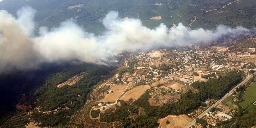 Menderes'te orman yangını! Boşaltılan bir site yandı