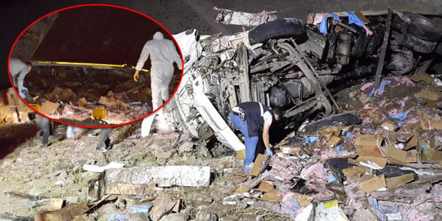 Erzurum'da feci kaza! 4 ton dinamit yola saçıldı