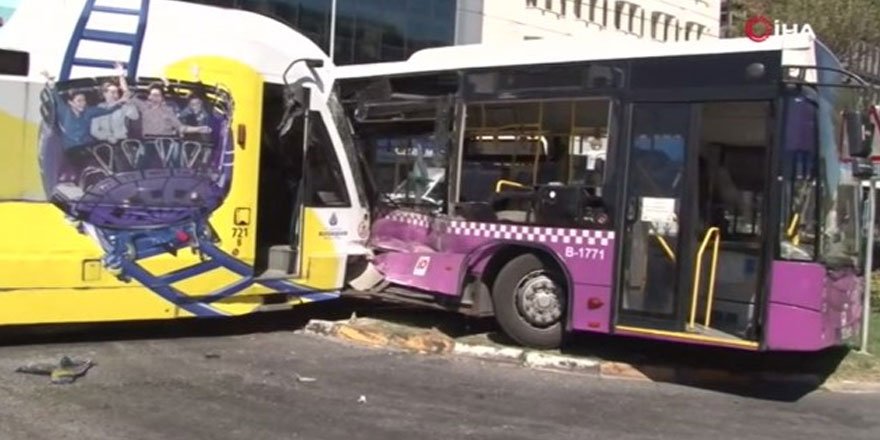 İstanbul'da tramvay ile halk otobüsü çarpıştı