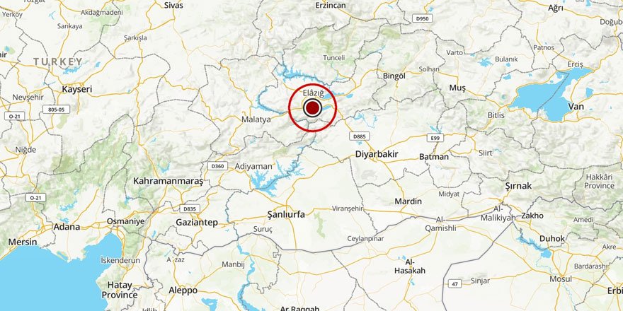 Elazığ'da 5,3 büyüklüğünde deprem