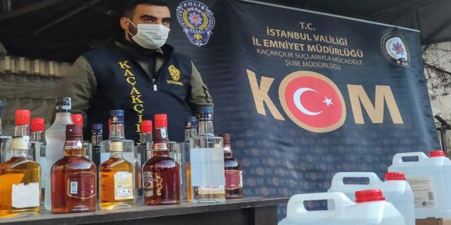 İstanbul'da 2,5 ton sahte içki ele geçirildi