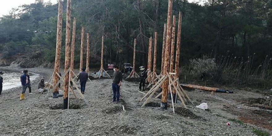Fethiye'de bir koyda kaçak yapılaşma olduğu iddiası üzerine inceleme başlatıldı