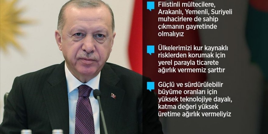 D-8 Teşkilatı 10. Zirve Toplantısı'na canlı bağlantıyla katılan Erdoğan yerli aşının tüm insanlığın istifadesine sunulacağını söyledi