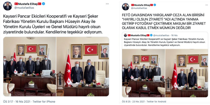 Kayseri Şeker Genel Müdürü FETÖ'den ceza alınca 1 hafta önceki o kareye dair Mustafa Elitaş'tan akıllara zarar açıklama