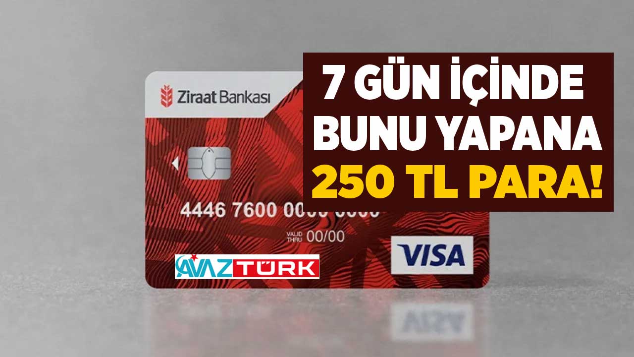 7 gün süreniz var! 9 Ocak'a kadar bunu yapana Ziraat Bankası anında 250 TL Bankkart Lira verecek
