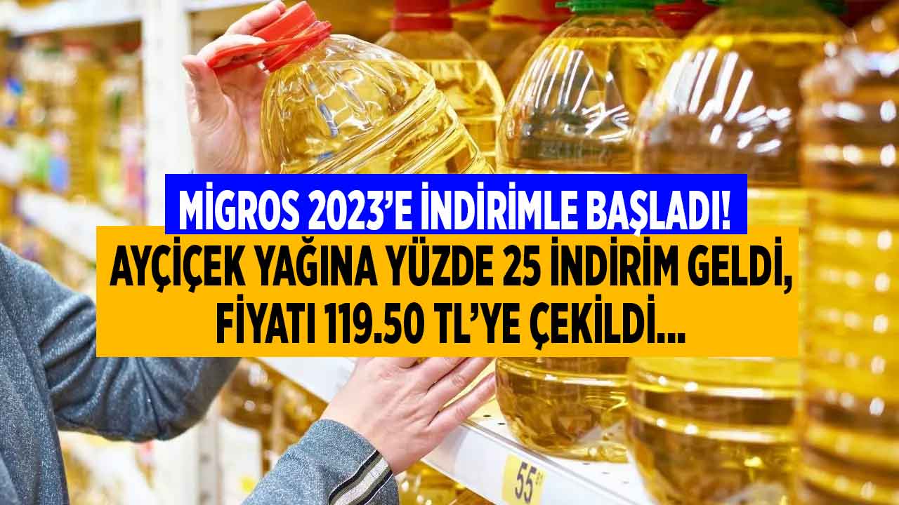 Migros indirim restini gördü bende varım dedi! Sınırlı sayıda Ayçiçek yağı fiyatı yüzde 25 indirim ile 119.50 TL'ye düştü