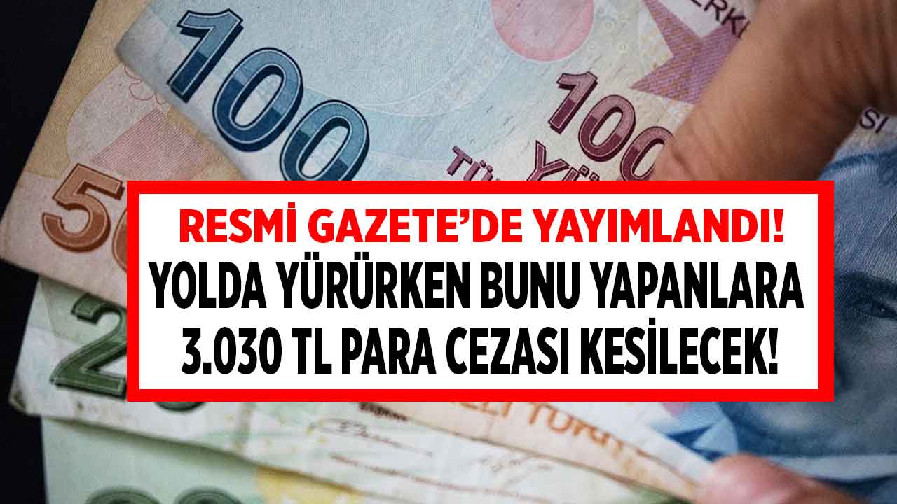 Resmi Gazete'de Cumhurbaşkanı kararı yayımlandı! Yolda yürürken bunu yapana 3.030 TL para cezası kesilecek